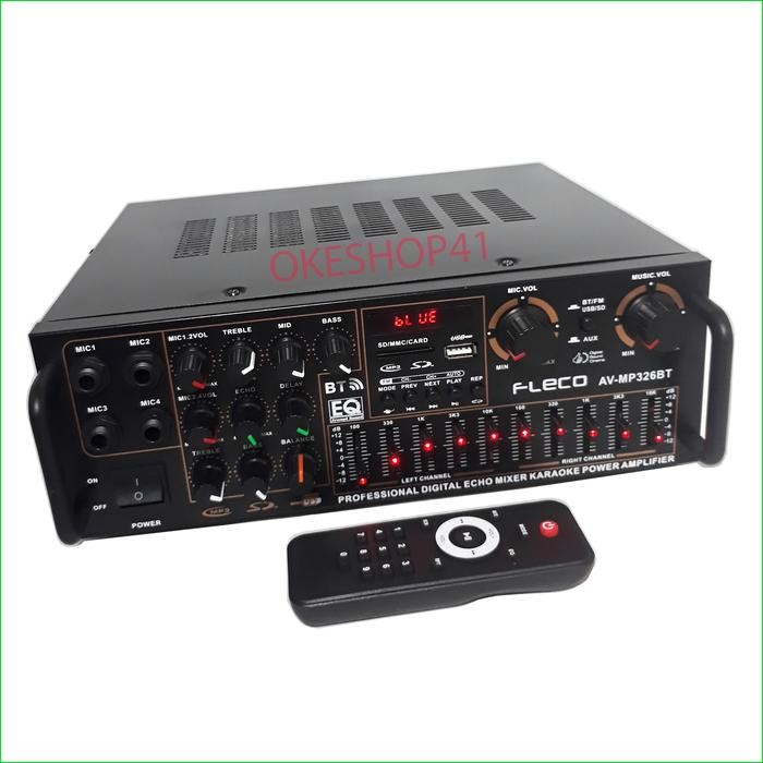 Mantap- Amplifier FLECO 326A Bluetooth Stereo Karaoke + Mp3 player + FM Radio