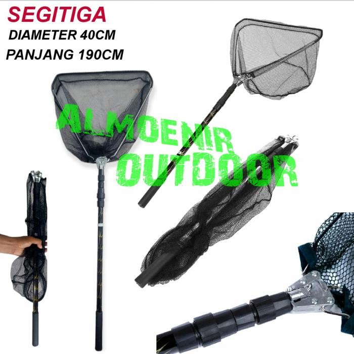 Serokan Jaring Ikan Lipat Teleskopik Portable Mancing Besar - Bulat #Gratisongkir