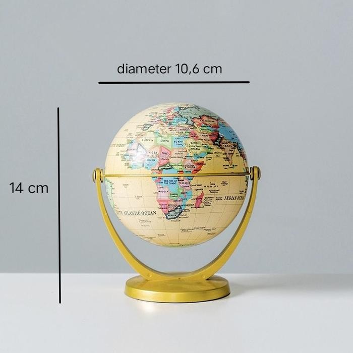

Ready- Globe Pajangan Miniatur Bola Dunia Atlas Ornamen Dekorasi Ukuran Kecil Diameter 10,6 Cm
