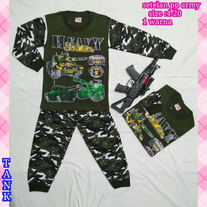 Cing- Baju Setelan Anak Laki 2-10Tahun Lengan Panjang Loreng Army Premium