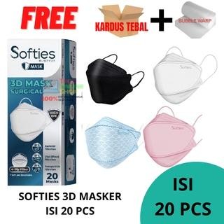 Masker Softies 3D Surgical Mask 4 Ply Isi 20 PCS