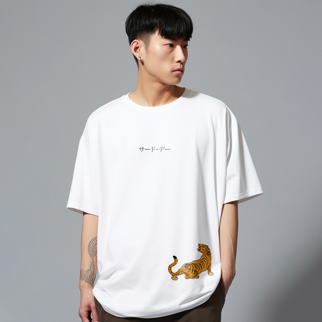 【COD】Third day kaos oversize tiger scuba macan harimau third day jepang putih MTN64 navy MTN63