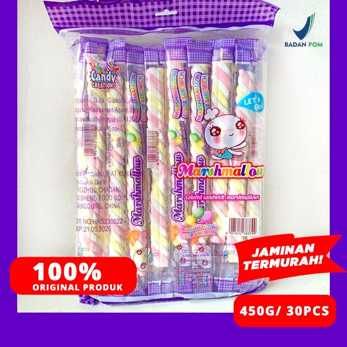 

MARSHMALLOW PANJANG RASA ANGGUR / GRAPE CANDY CREATION 30PCS 450G