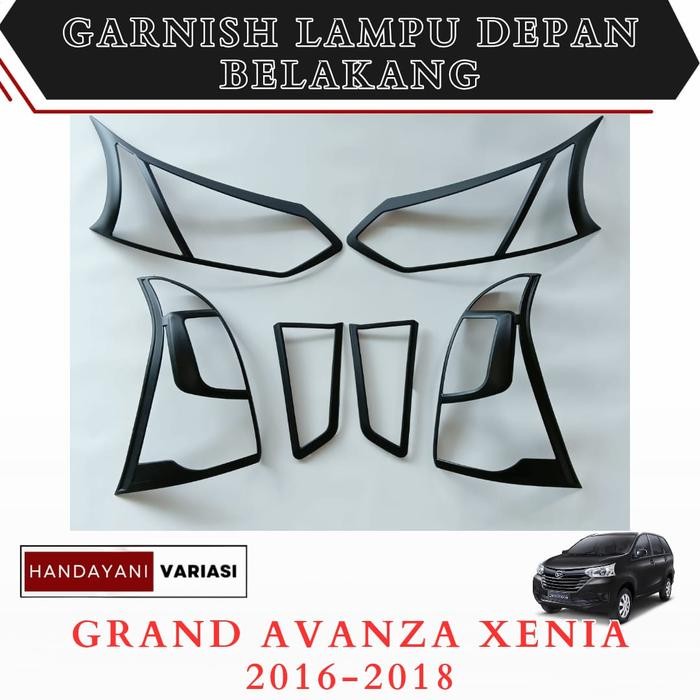 PREMIUM Garnish Cover Lampu Grand Avanza Xenia Veloz 2016 2018 Hitam