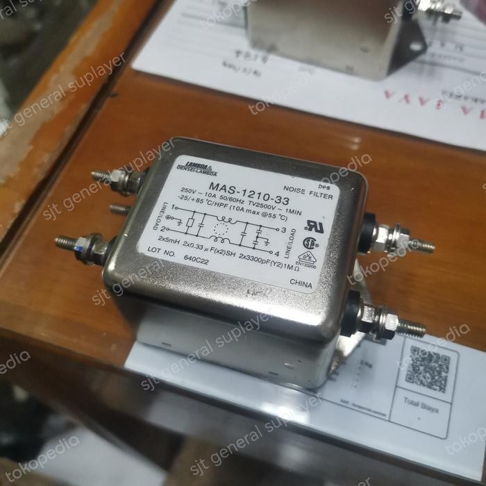 MAS-1210-33 10A 250V NOISE FILTER LAMBDA DENSEI LAMBDA