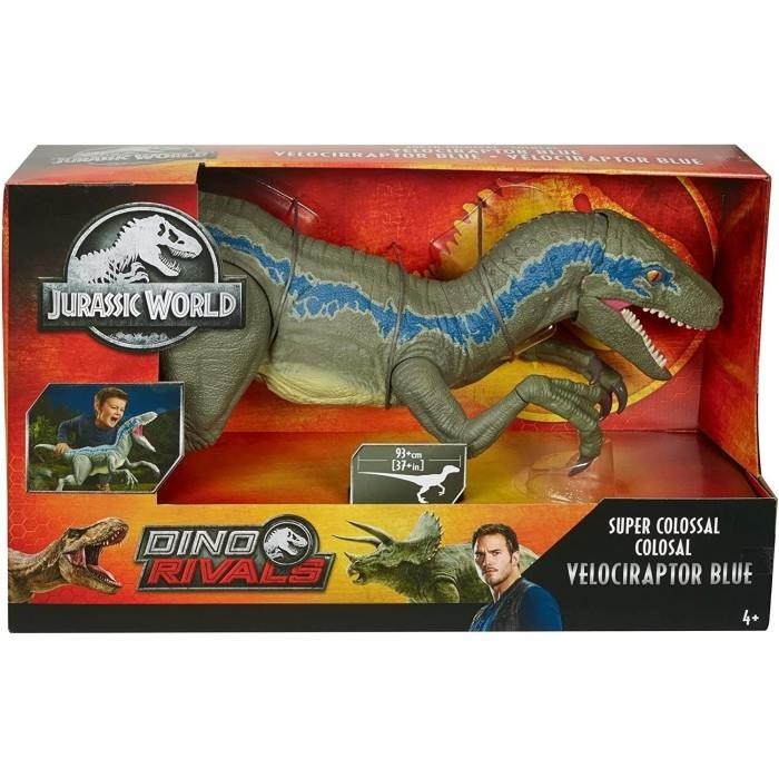 Jurassic World Rivals Super Colossal Velociraptor Blue Mattel Figure