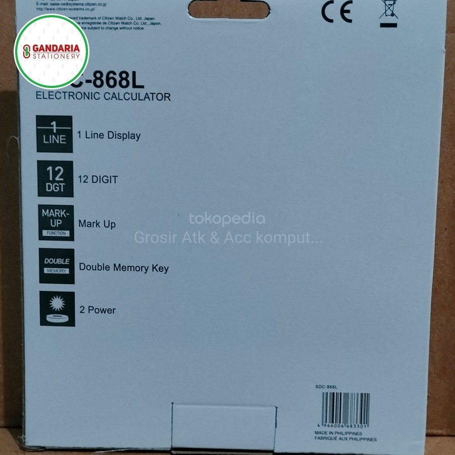 

Kalkulator Citizen SDC-868L MADE IN INE- Dus Putih