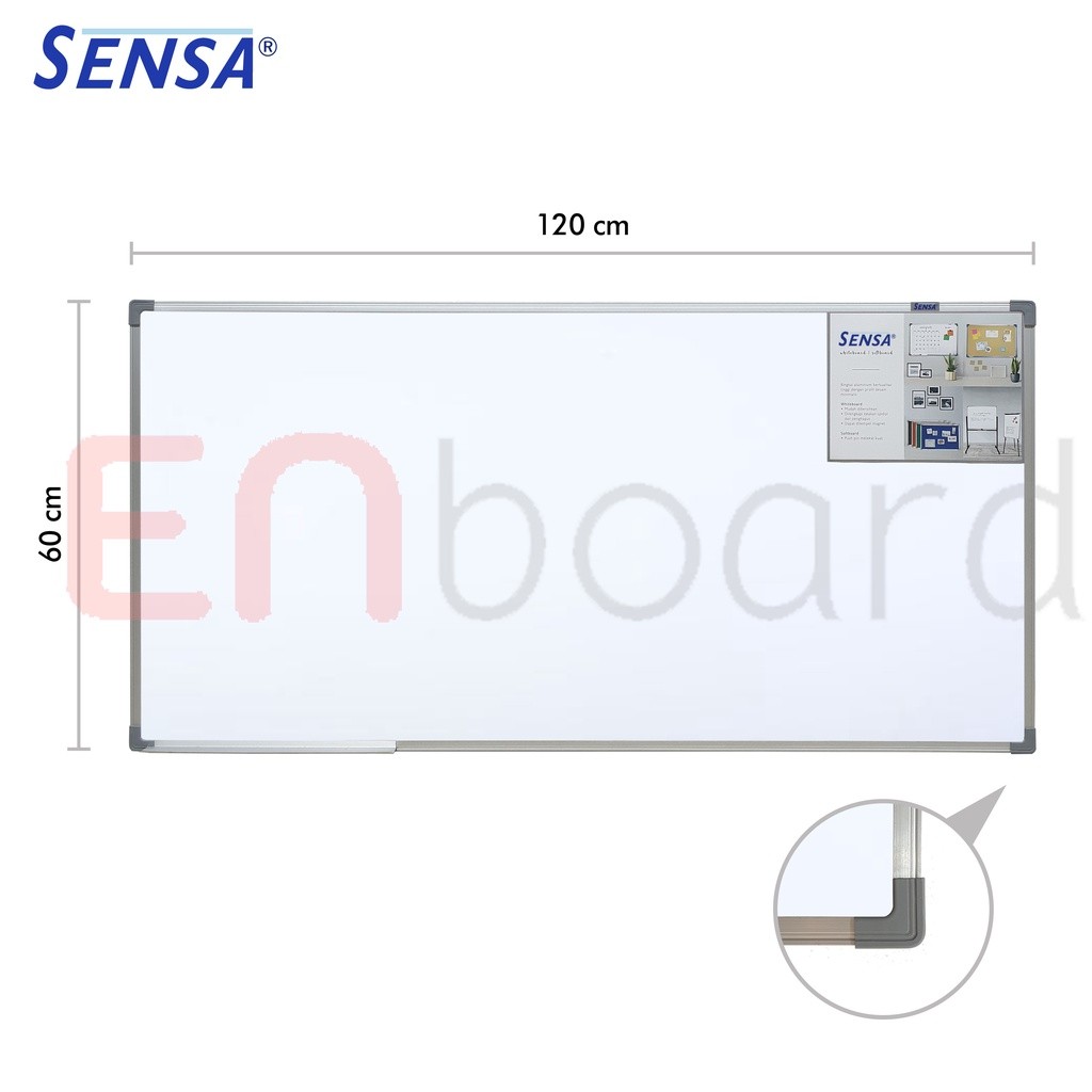 

Papan Tulis Whiteboard / White Board Gantung Single Face Sensa 60 x 120 cm