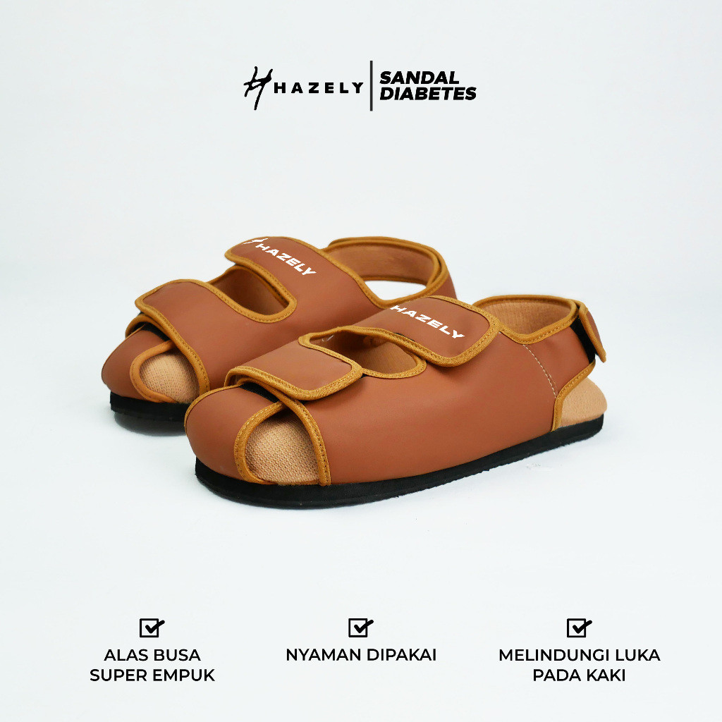 Terlaris Sandal Diabetes Super Empuk - Sandal Kesehatan Wanita/Pria Super Empuk - JACK COKLAT -