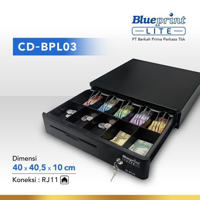 

SendToday- Cash Drawer Laci Kasir Uang Blueprint Cd-Bpl03 40X40,5X10 Cm