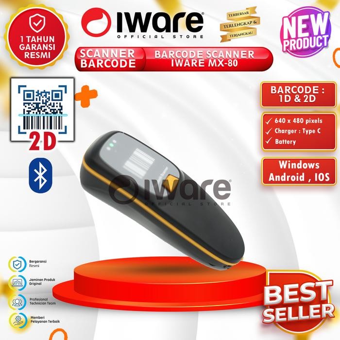 

SendToday- Bacode Scanner Laser 2D Wireless Iware Mx-80 Bluetooth Mini Portable