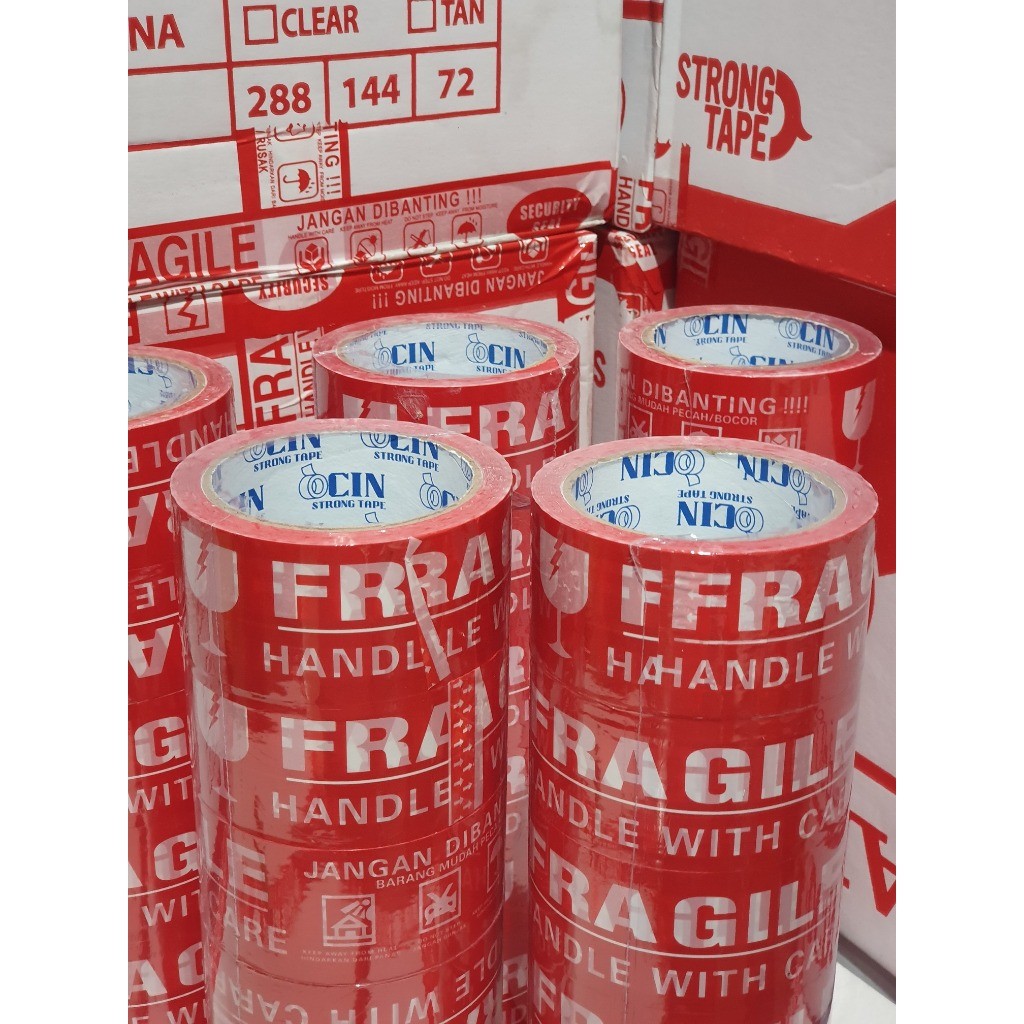

DAMAI LAKBAN FRAGILE PUTIH DAN MERAH 2 INCH 48 MM 72 YARD 1 DUS ISI 72 PCS
