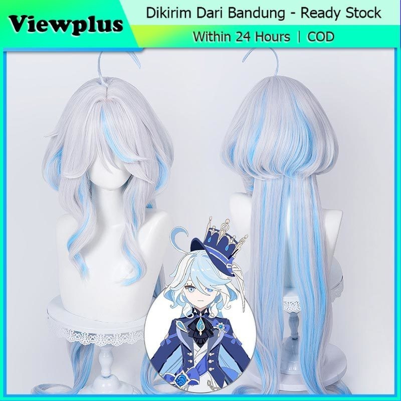 Wig Furina Focalors Cosplay Genshin Impact Desa/Anak-Anak Dapat Menggunakannya