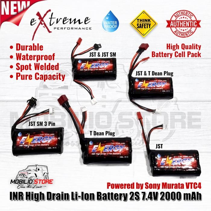 Baterai Inr Li Ion 7.4 Volt 2000 Mah High Drain Rc Ni Battery