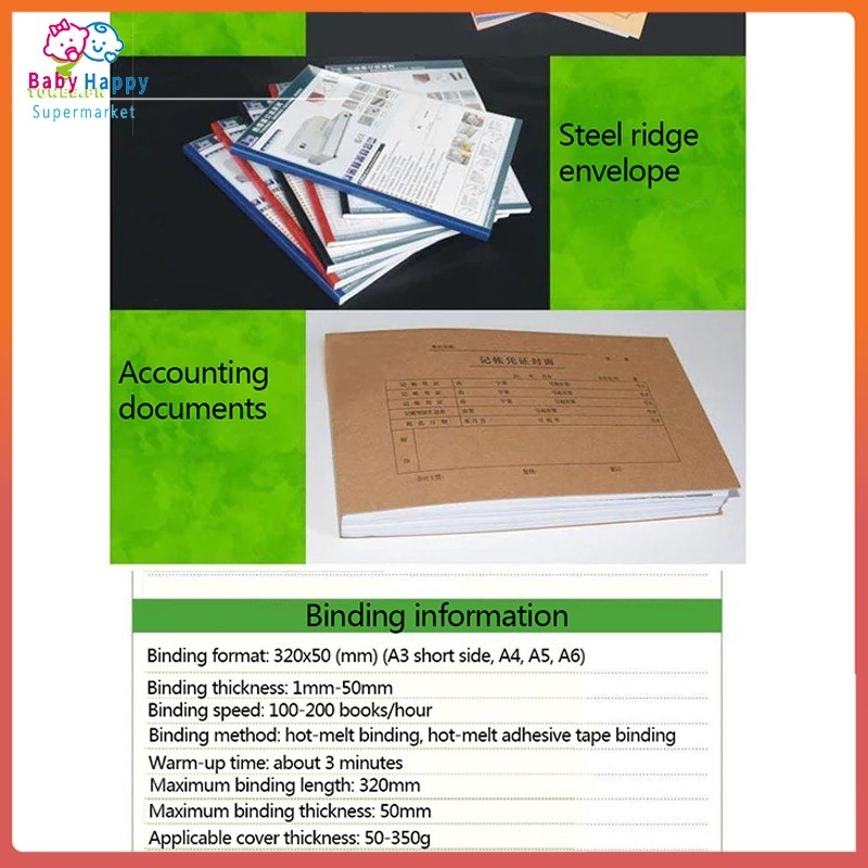 

SK- Mesin Jilid Hot Melt 50mm Otomatis Lembar Kertas Buku A3 A4 A5 A6 Pengikat Amplop