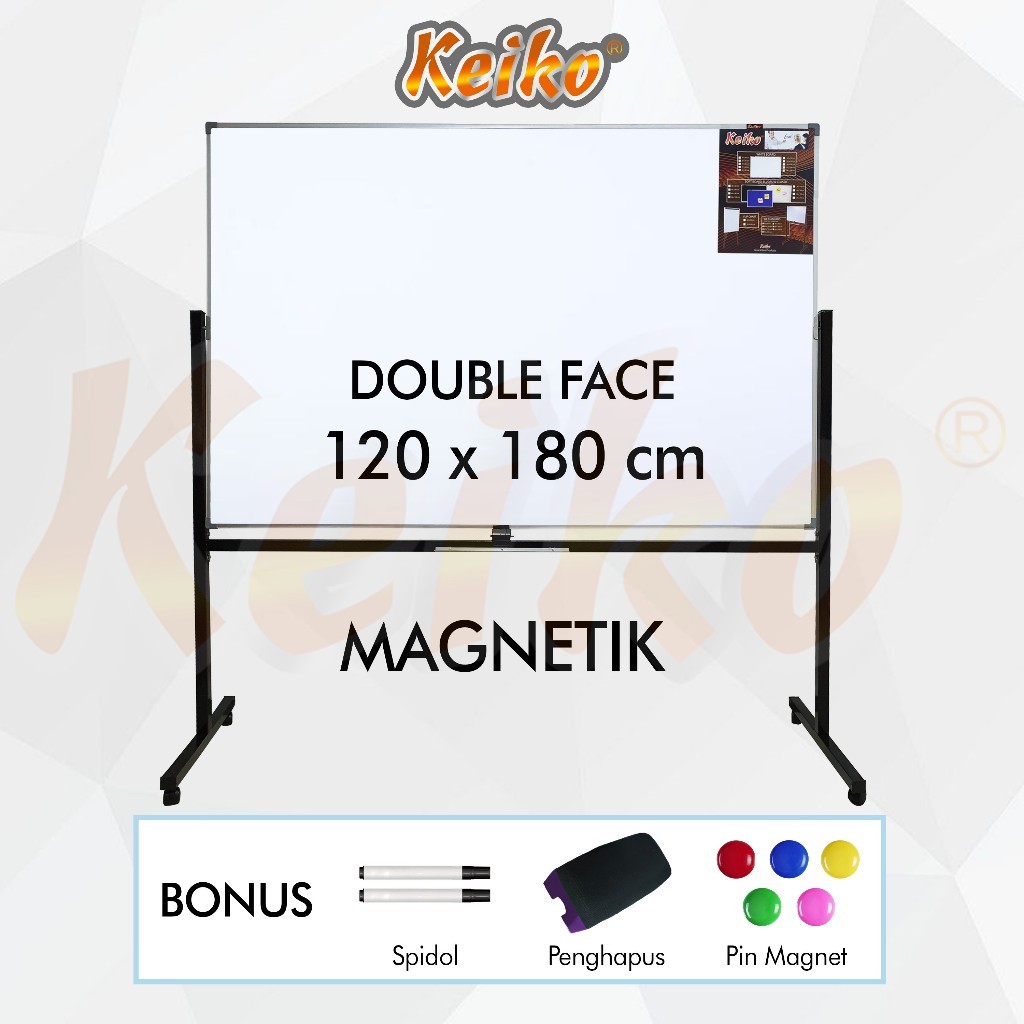 

Papan Tulis Whiteboard Standing Magnet Double Face Keiko 120 x 180 cm