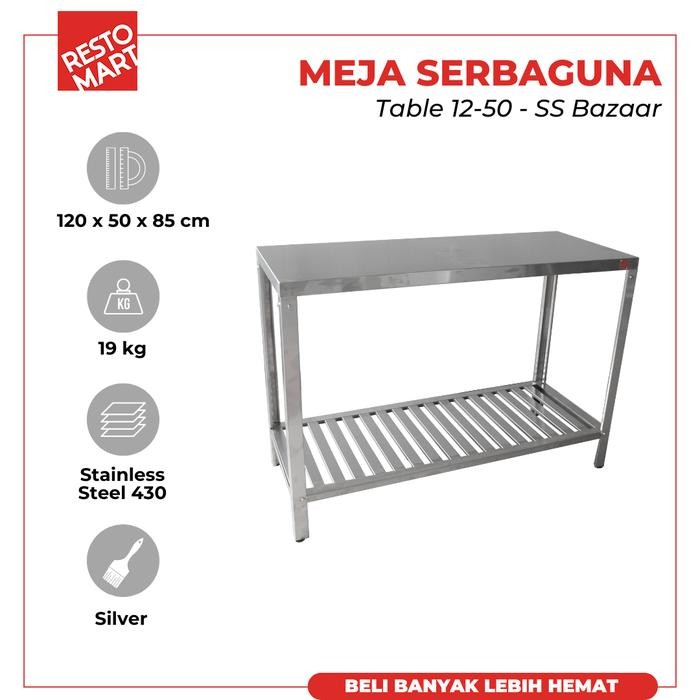 Meja Stainless Serbaguna / Table 12-50 Restomart Ss (0313486)