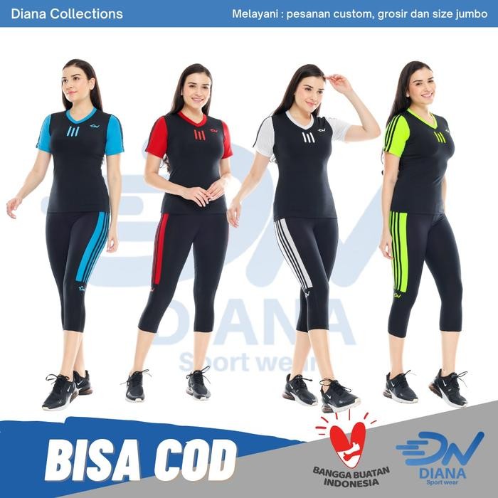 Setelan pakaian senam aerobik zumba wanita jumbo