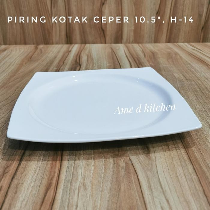Kenanganpawon Piring Bijian Kotak Ceper Keramik Putih 10.5" H-14
