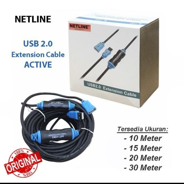 CABLE USB EXTENSION ACTIVE 30 METER USB 2.0 EXTENDER AKTIF NETLINE