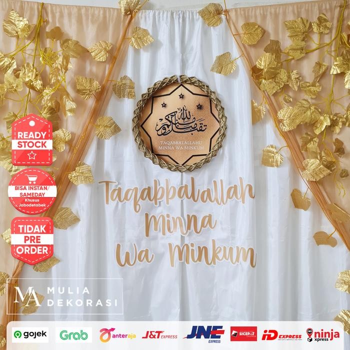 Lebaran Idul Fitri 2023 Backdrop Putih Hiasan Dinding Pesta Rumah Lengkap Taqaballahu Mina Wa Minkum
