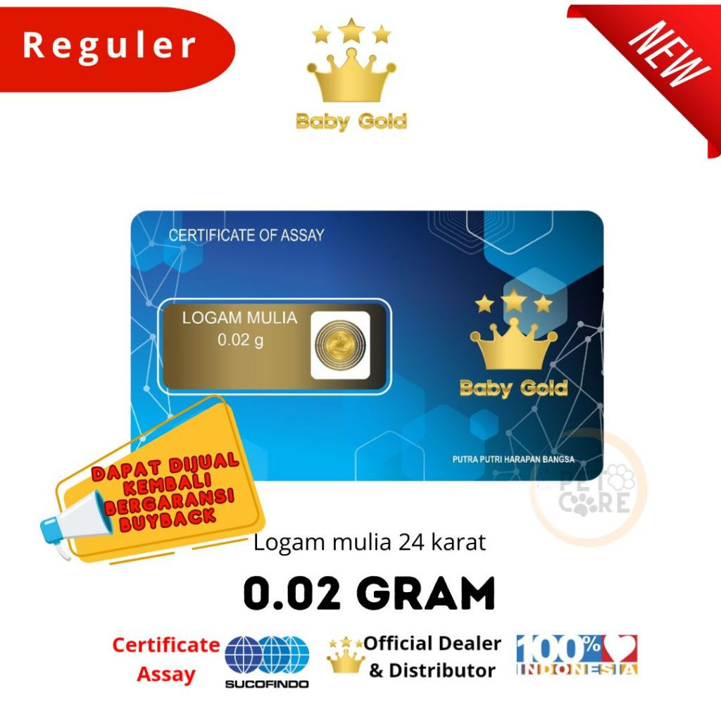 BABY GOLD LOGAM MULIA EMAS MINI 0.02 GRAM