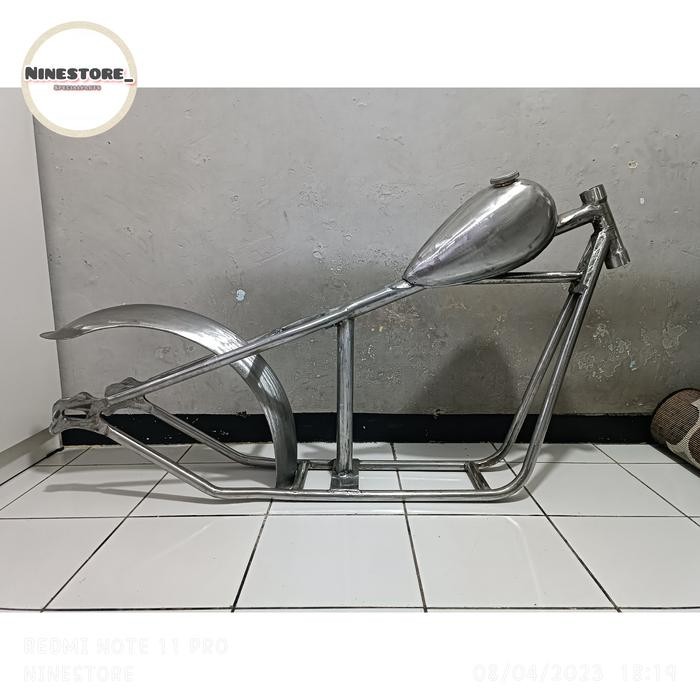 TERBARU - Paket hemat rangka frame chopper,tangki peanut, spakbor belakang
