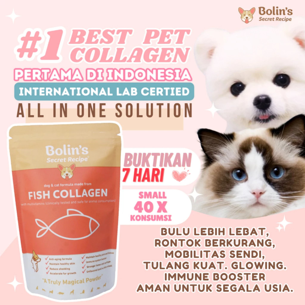 RIMBA-12 Bolin's Secret Recipe - 50gr PURE Fish Collagen Pet Fish Collagen Anjing Fish Collagen