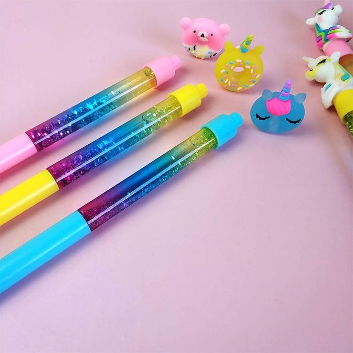 

ID JR - PULPEN GEL GLITTER MOTIF KARAKTER UNICRON LUCU / PULPEN GLITTER / BOLPEN / PENA / BALLPOINT