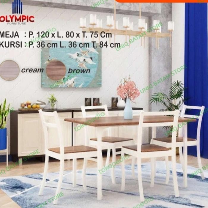 MEJA MAKAN 4 KURSI PLASTIK BESI KOREAN STYLE OLYMPIC DTM SIMPSONS 505P *