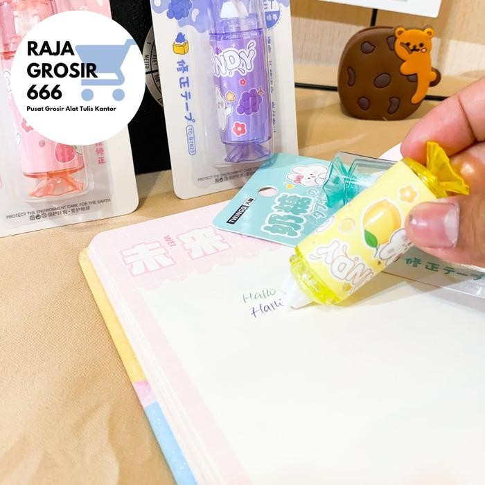 

ID CORRECTION TAPE TWINGO CANDY TIPEX TIP X ALAT TULIS SEKOLAH KANTOR PENGHAPUS PULPEN LABEL CUTE