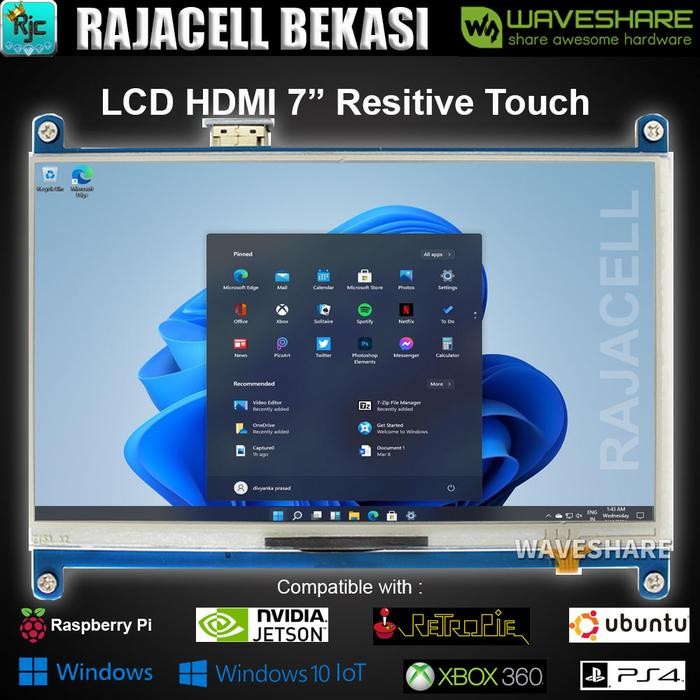 Lcd Waveshare 7" 7 Inch Hdmi Tft Lcd Resitive Touchscreen Raspberry
