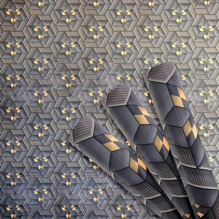 Senja_Craft Paket Hemat 4 Roll Wallpaper Sticker Dinding Abu Hexagonal 3D Kekinian Terjangkau