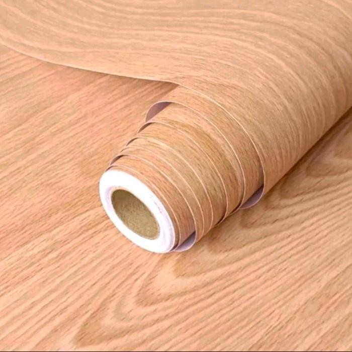 Senja_Craft Paket 4 Roll Wallpaper Sticker Dinding Motif Serat Kayu Warna Coklat Abu Krem Hitam