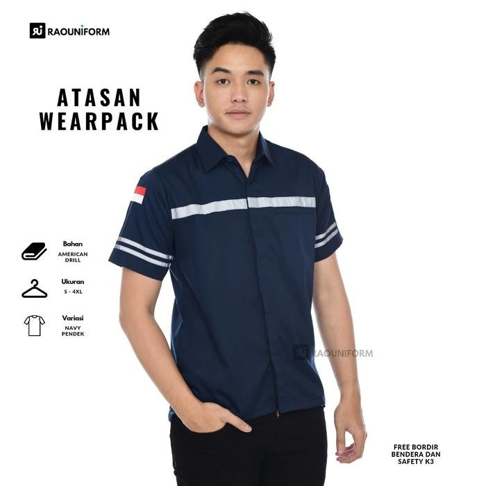 Seragam teknisi lapangan/Kemeja safety pria/Beju kerja pria/Seragam proyek lapangan/Baju safety