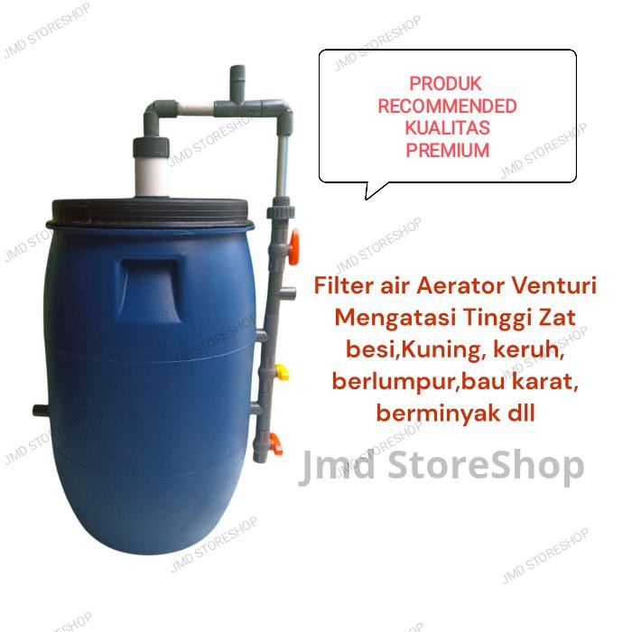 Filter Air drum 60 liter, Sistem Aerasi Venturi Zat Besi Tinggi Kuning Berminyak - Set, Water Kode