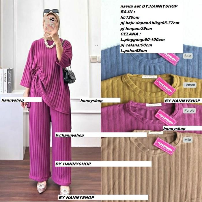 Nayya- Setelan Wanita Salur/Navila Set Kekinian Bahan Knit Hornet