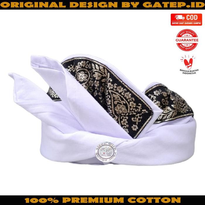 Udeng Bali Putih Polos Tepi Ukiran Perak Setengah Jadi - Blangkon Bali *