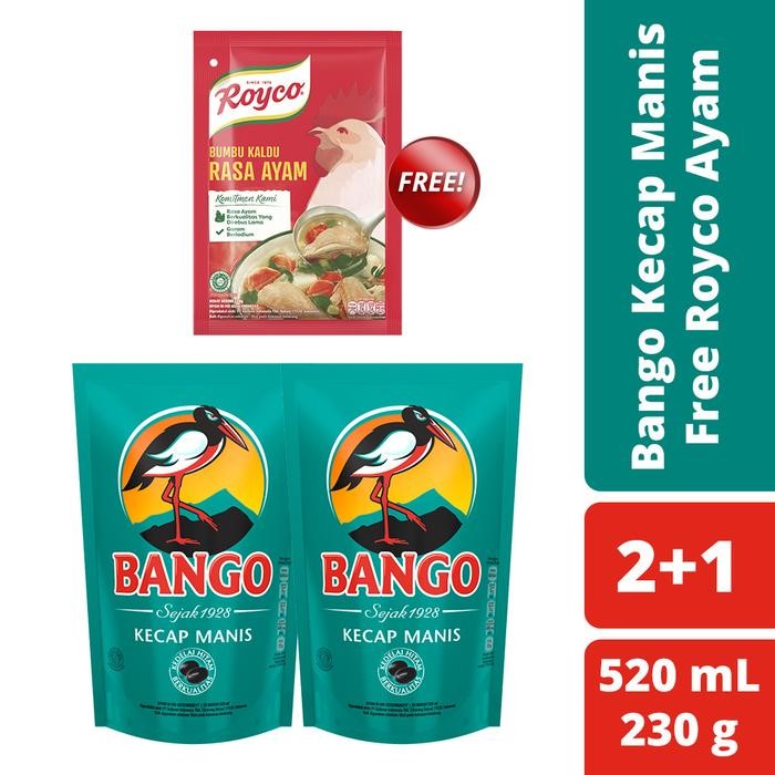 

TodayFre3sH- Bango Kecap Manis Kemasan Pouch Refill 520Ml isi 2 Free Royco Ayam