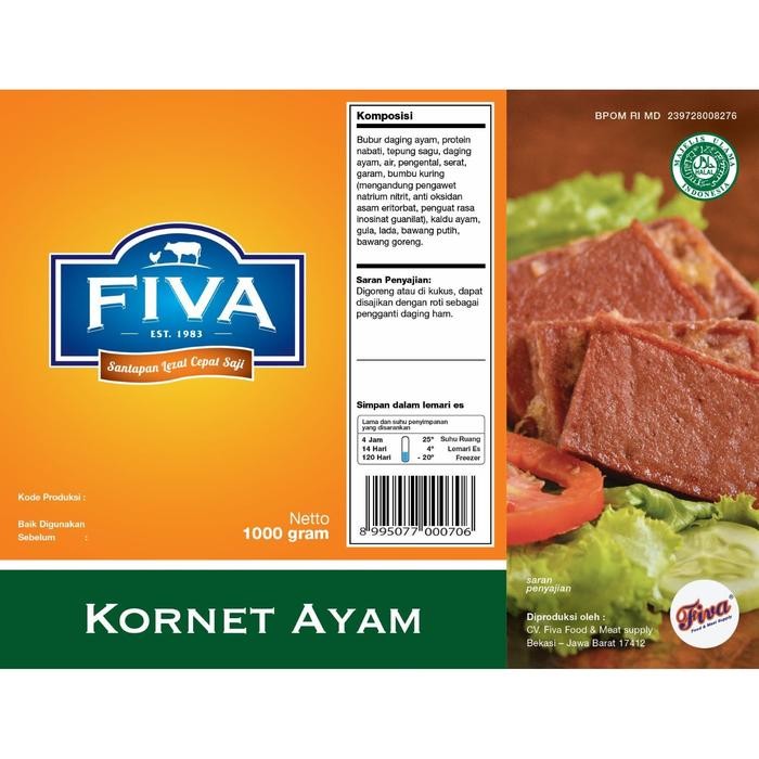 

PastikanDikirimLgsg- FIVA Kornet Ayam / Chicken Corned Meat Netto 1000 gram