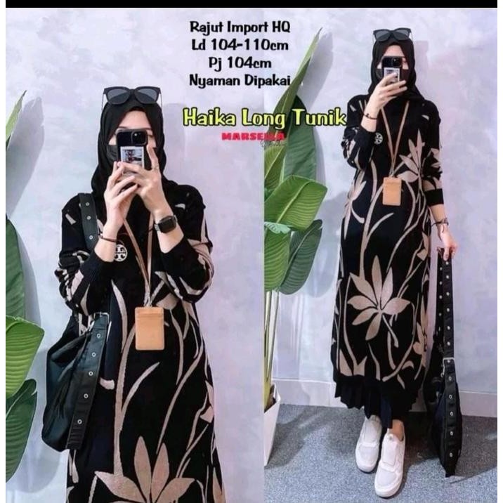 Nayya- Tunik Dress Panjang Wanita Rajut Import Muslim