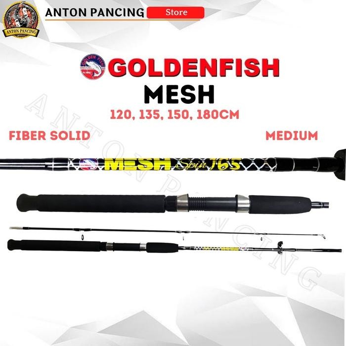 Joran Pancing Golden Fish Mesh 120,135,150,165,180Cm Fiber Solid Action Medium 8-15Lb Untuk Kolaman