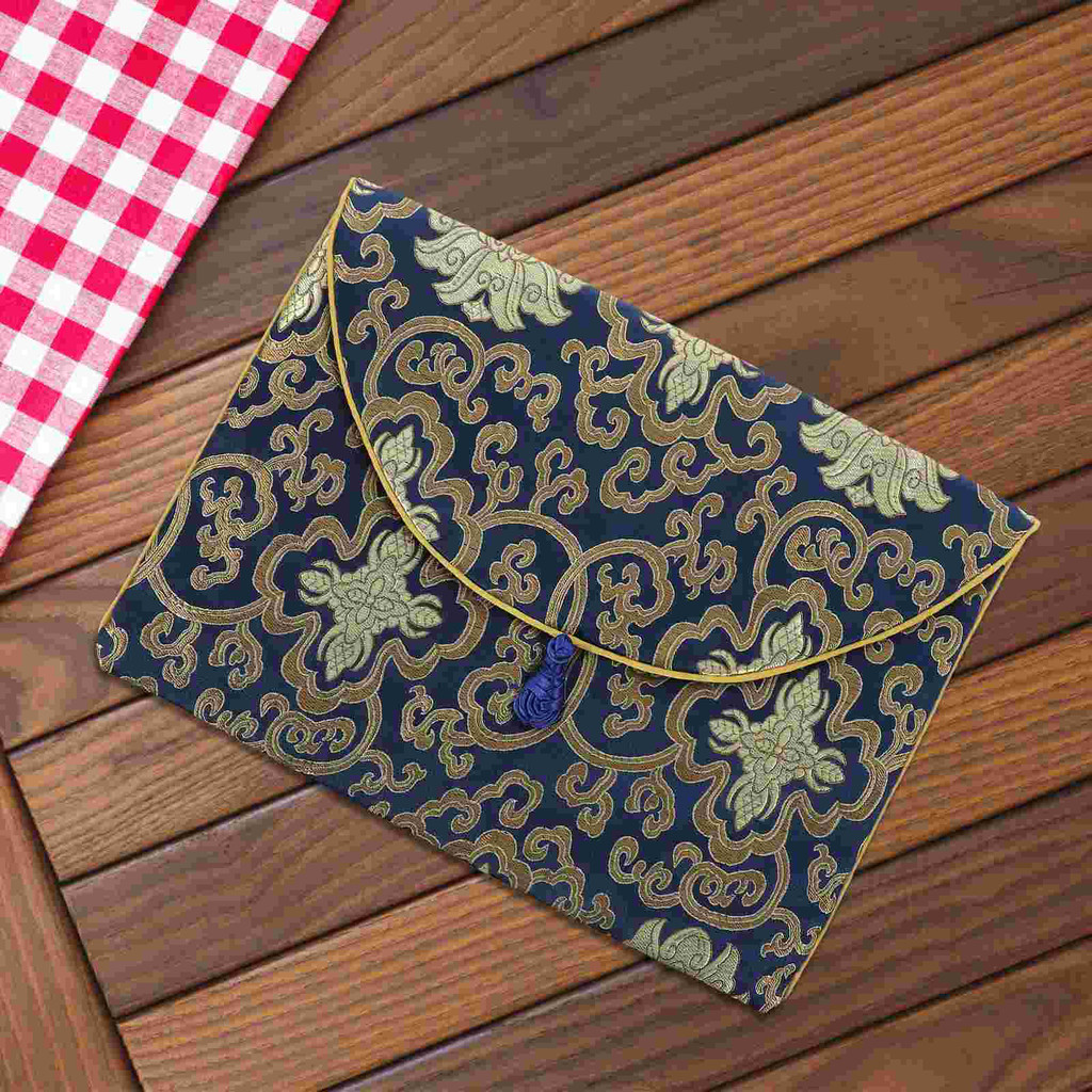 Scripture Storage Bag Cloth Pouch Book Cover Embroidery Case Travel Container Jewelry Holder Chinese