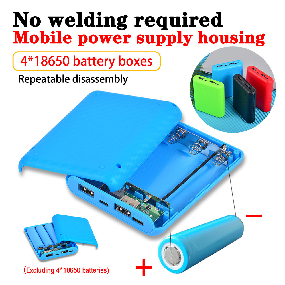4 Slots 18650 Battery Box Case DIY Power Bank Charger Shell Charging Case Mini Solderless Power Supp