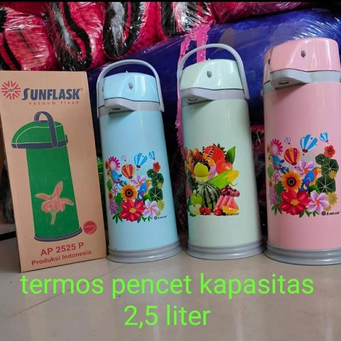 termos pompa air panas / termos pencet sunflask 2.5 liter [kuat dan tahan lama]