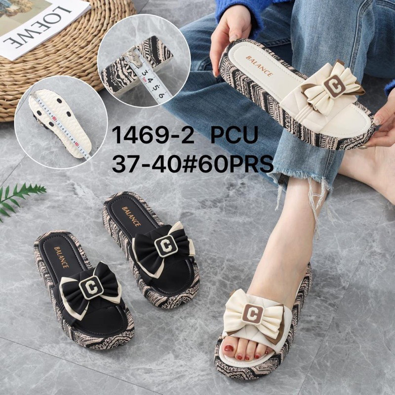 * Sandal Wanita 1469-2 Fashion Slip On Pita C Karet Import