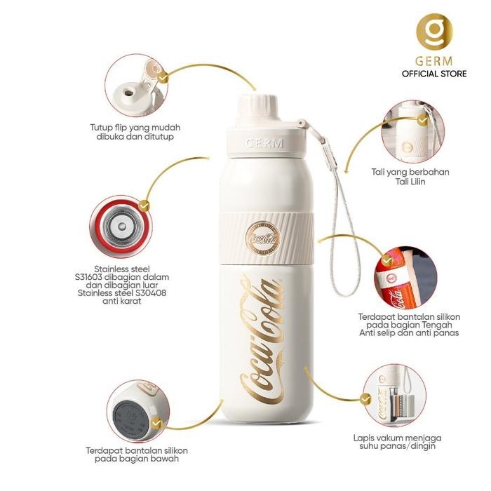 CODGERM Coca-Cola B37 Cangkir Termos Baja Tahan Karat Cangkir Kopi Cangkir Termos Minuman Dingin