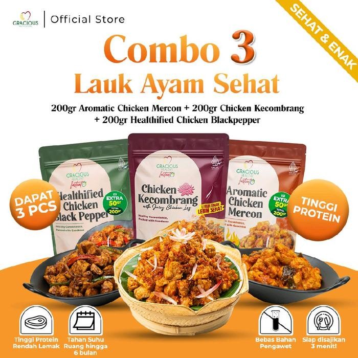 

Peno_Hay COMBO 3 LAUK AYAM SEHAT Aromatic Chicken Mercon + Chicken Kecombrang + Healthified Chicken