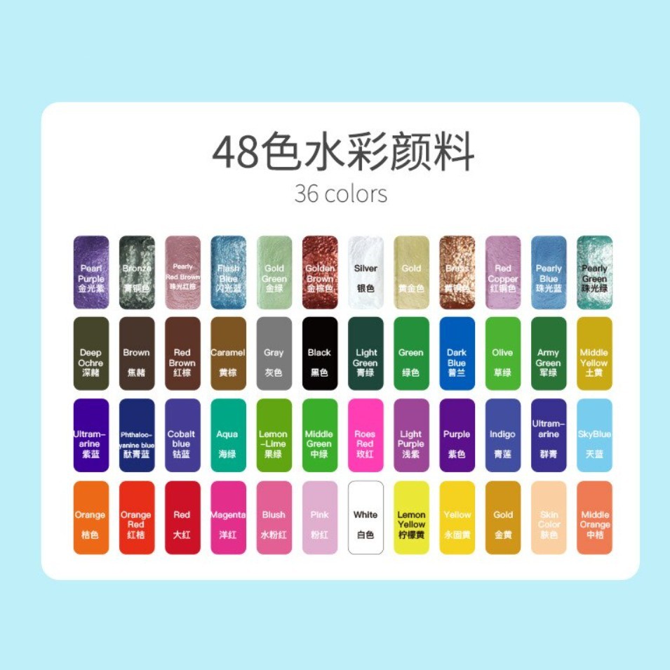 

Giorgione Watercolor Watercolour Set 36 / 48 Colors Warna Pearlescent Starry Cat Air