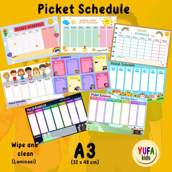 

TERLARIS! 118 Poster Jadwal piket wipe n clean FREE TUBE POSTER